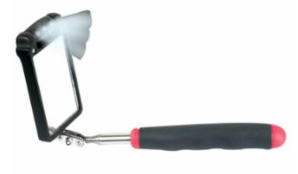 Lighted Inspection Mirror, 3-1/2 x 2-1/4 in, 6-3/4 in to 30 in L