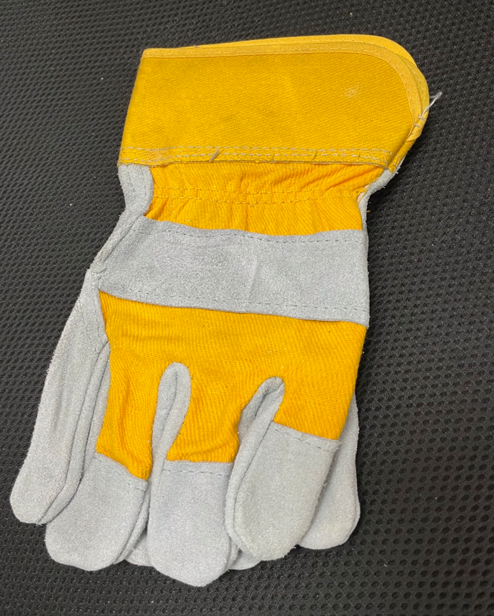 WORK GLOVE, YELLOW/LEATHER