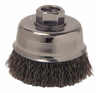 Crimped Wire Cup Brush, 3 in Dia, 5/8 in-11 Arbor, 0.014 in Carbon Steel