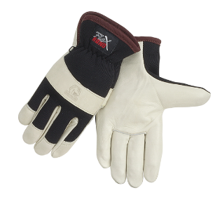 REV19C GRAIN COWHIDE WITH SPANDEX BACK ERGONOMIC DRIVER'S STYLE GLOVES