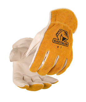 REV97 GRAIN/SPLIT COWHIDE -- ELASTIC WRIST DRIVER'S STYLE GLOVES