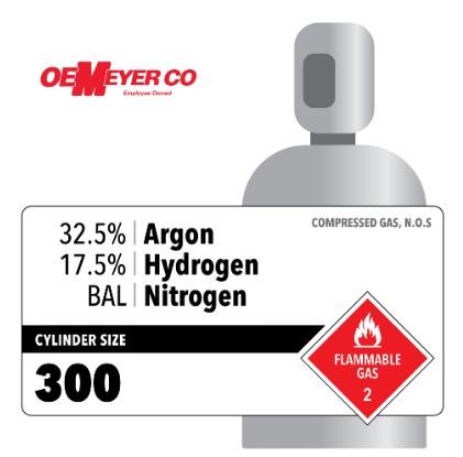 32.5% Argon, 17.5% Hydrogen, BAL Nitrogen, 300, Specialty, High Pressure Steel (HPS)