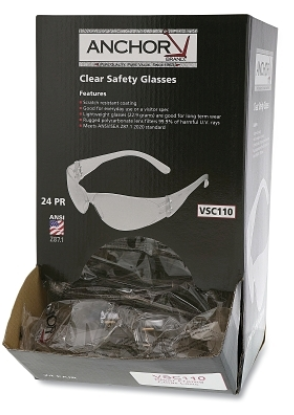 Clear Frameless Safety Glasses, Dispenser Box