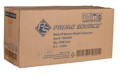 Prime Source® Polypropylene Teaspoon, White, Medium Weight