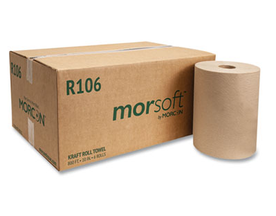 Morcon 10" Hardwound Roll Towel Kraft 1-Ply 2" Core 800' 6 / cs MORR106