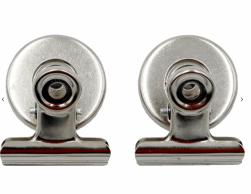 Acme United Heavy-Duty Magnetic Bulldog Clip - 1.25" (31.75 mm) Width - for Paper Clip - Magnetic - Silver, Chrome - Steel - 2 / Pack