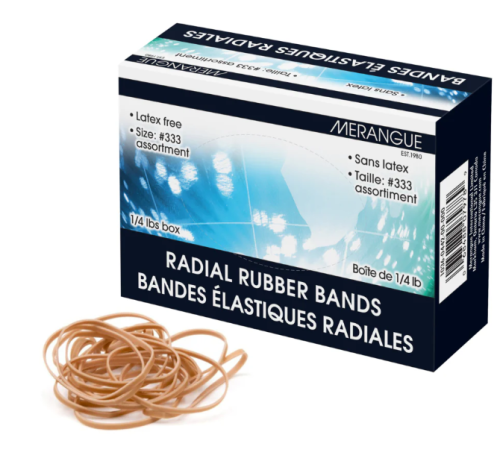 Merangue Rubber Bands - 1/4lb Box - Size: #333 - Rubber - Natural - 1 Box (Assorted Sizes)