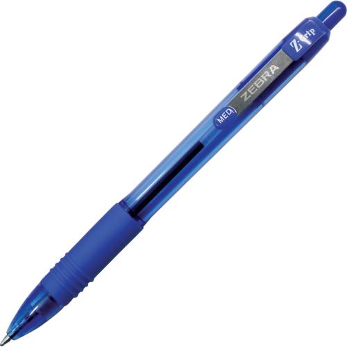 Zebra Z-Grip Retractable Ballpoint Pens - 1 mm (0.04") Medium Pen Point - Retractable - Blue Ink - Clear, Blue Barrel - Nickel Tip - 1 / Each