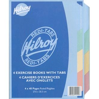 Hilroy 12109 Exercise Book with Redi-Tabs - 40 Sheet - Ruled - Letter 8.5" x 11" - 4 / Pack
