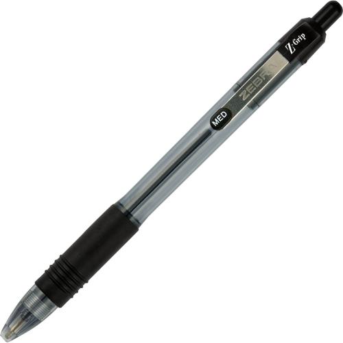 Zebra Z-Grip Retractable Ballpoint Pens - 1 mm (0.04") Medium Pen Point - Retractable - Black Ink - Black Barrel - 1 / Each