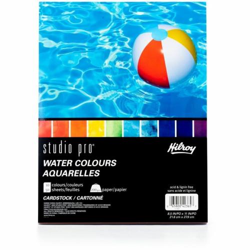 Hilroy Studio Pro Water Colours Cardstock 8.5x11 50ct - Craft Project, Scrapbooking, Collage, Card, Journal, Decoration, Holiday Craft - 8.50" (215.90 mm) x 11" (279.40 mm) - 11" (279.40 mm) Height x 8.50" (215.90 mm) Width x 0.53" (13.46 mm) Length - 200