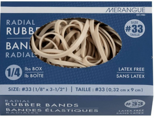 Merangue 1/4 Pound Box Size #33 Rubber Bands - Size: #33 - Latex-free - Rubber - Natural - 1 Each