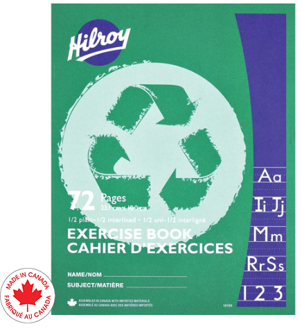 Hilroy Recycled Stitchbook, 72 pages, 1/2 Plain, 1/2 Interlined Ruling - 72 Pages - Plain, Interlined Front Ruling - 9.13" (231.78 mm) Height x 7.13" (180.98 mm) Width x 0.13" (3.18 mm) Depth - White Paper - Lightweight - Recycled - 1 Each