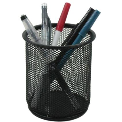 Winnable Mesh Pencil Cup - 4.10" (104.14 mm) Height x 3.30" (83.82 mm) Width - Black - 1 Each