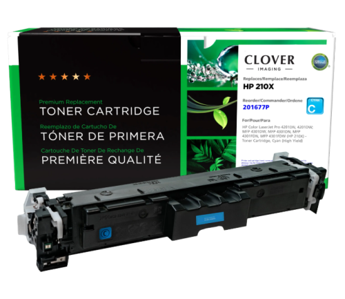 Clover Remanufactured High Yield Cyan Toner Cartridge (New Chip) for HP 210X (W2101X)