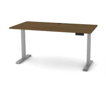 Heartwood Athena 30x60" Height-adjustable Desk, Black Walnut, Silver