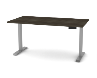 Heartwood Athena 30x60" Height-adjustable Desk, Grey Dusk, Silver