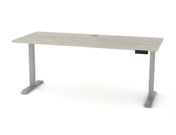 Heartwood Athena 30x72" Height-adjustable Desk, Winter Wood, Silver