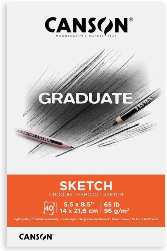 Canson Graduate Sketch Pad, Foldover, 5.5x8.5 inch, 40 Sheets | Artist Paper for Adults and Students - Drawing, Sketching and Art Journaling