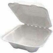 Eco Guardian 6" x 6" x 3" Clamshell / Bagasse / Compostable - Food, Food Storage - Bagasse, Sugarcane Body - 50 / Pack