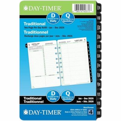 Day-Timer Refill Daily Desk Size 2PPD Bilingual - Desk - Daily - January 2026 - December 2026 - 1 Day Double Page Layout - Desk - 8.5" (215.90 mm) Height x 5.5" (139.70 mm) Width - Bilingual - 1 Each