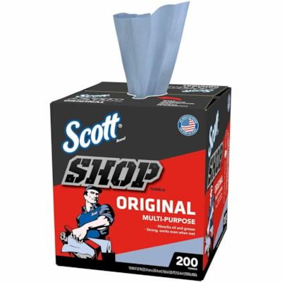 Scott Original Shop Towels - For Window, Garage - 12" (304.80 mm) Length x 9" (228.60 mm) Width - Recommended For: Grease Remover, Liquid Remover, Oil Remover - Absorbent, Strong - Blue - 200/Box - 8 / Carton