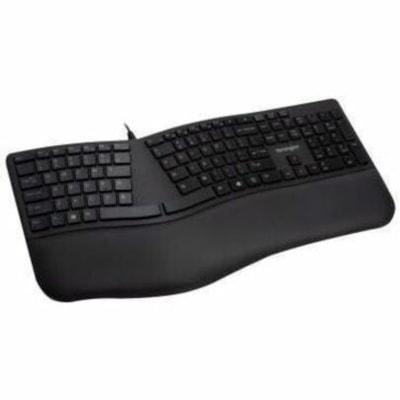 Kensington Pro Fit Ergo Wired Keyboard - Black - Cable Connectivity - USB Type A Interface - Hot Key(s)Windows 7, Windows 8, Windows 10 - PC - Black