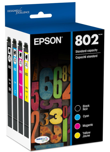 Epson T802 Ink - Standard Yield - Cyan/Magenta/Yellow/Black