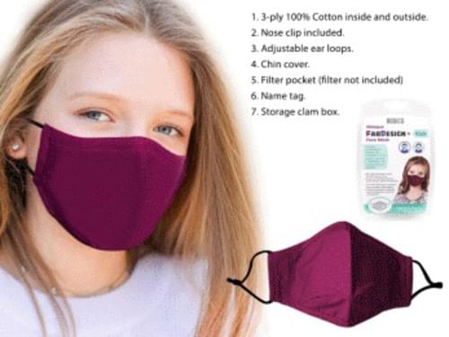Mask Kids Washable Wine Red