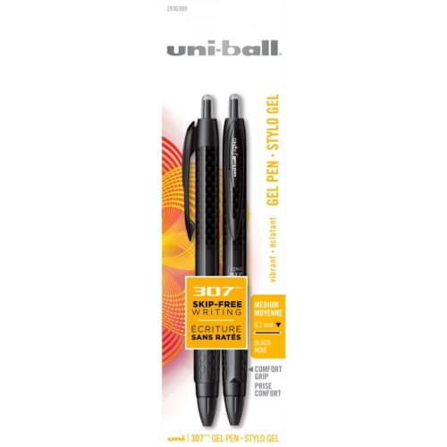 uniball® 307™ Retractable Gel Pen 0.7 mm Black 2/pkg Mills Office