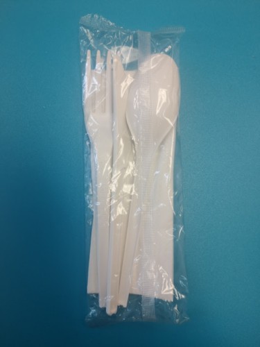 Cutlery kit 7", 100% Compostable (fork, knife, spoon, napkin) 400 pieces