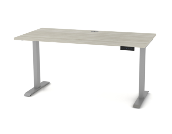 Heartwood Athena Levels 30x60" Height-adjustable Desk, Winter Wood, Silver