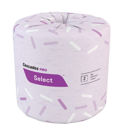 Cascades PRO Select Bathroom Tissue - 2 Ply - 4" (101.60 mm) Width x 3.20" (81.28 mm) Length - 500 Sheets/Roll - 4.25" (107.95 mm) Roll Diameter - 1.64" (41.66 mm) Core - White - Fiber - 48 / Pack