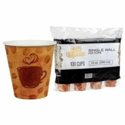 CAFE EXPRESS 10 Oz Cup - Coffee Design - 295.74 mL - Hot Drink, Beverage - 100 / Pack