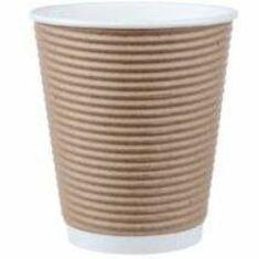 CAFE EXPRESS 12 Oz Cup - 354.88 mL - Ripple - White, Brown - Paper - Hot Drink, Cold Drink, Beverage - 5/Carton - 100 / Pack