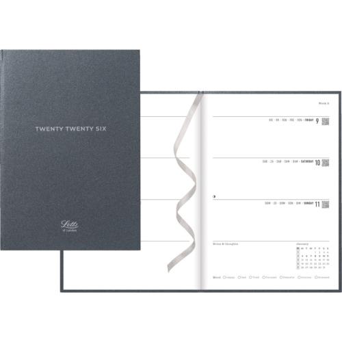 Letts 2026 Titanium 12-Month Weekly/Monthly Planner - January to December - 8-1/4" x 5-7/8" - Bleu - Multilingual - Standard - Weekly, Monthly - 12 Month - January 2026 to December 2026 - A5 - 5 7/8" (149.10 mm) x 8 1/4" (209.55 mm) Sheet Size - White She