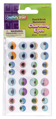 Creativity Street Peel and Stick Charming Eyes, Assorted Colors, Assorted Sizes, 64/pkg.