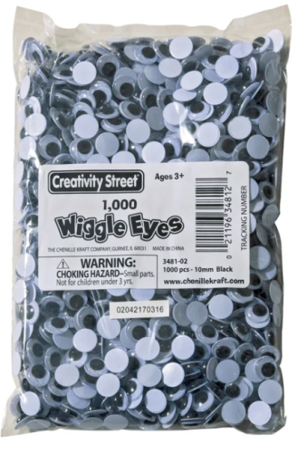 Wiggly Eyes 10Mm Round Blk 1000