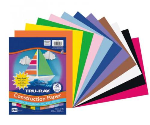 Tru-Ray Construction Paper Smart-Stack, 11 Classic Colors, 9" x 12", 240/pkg.