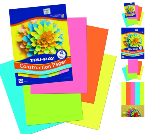 Tru-RayÂ® Fade-Resistant Construction Paper, 9" x 12", Hot Assorted