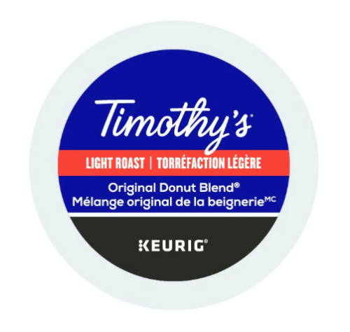 Timothy's K-Cup Original Donut Blend Light Roast Coffee - Compatible with Keurig K-Cup Brewer, Keurig 2 Brewer - Light - 24 K-Cup - K-Cup - Original Donut Blend - 24 / Box