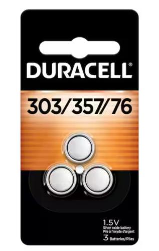 Duracell® Electronic 1.5V Silver Oxide Battery 303/357, 3/Pack
