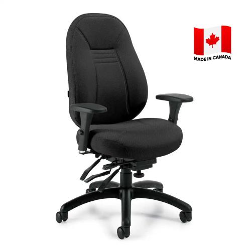 Obusforme Comfort Mid-back Multi-tilter Chair, Black Luxhide