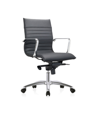 Heartwood Iris Mid-back Meeting Chair, Black polyurethane