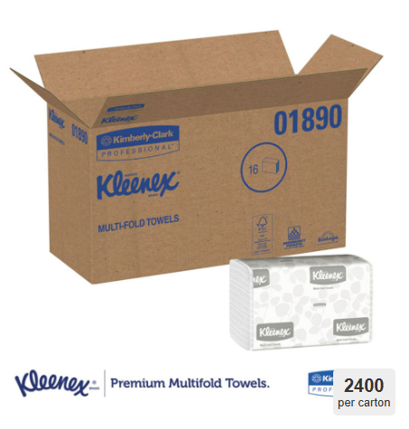 Kleenex Multi-Fold Towels 9.5"x9.4" White 150/Pack 16/Carton