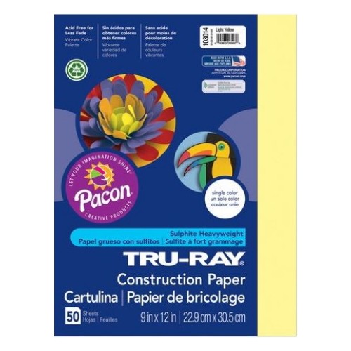 Construction Paper 9"X12" Yellow 50Pk