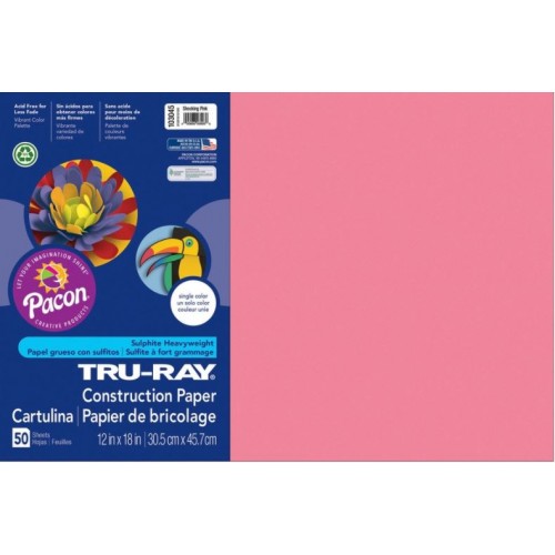 Construction Paper 12"X18" Shocking Pink 50Pk