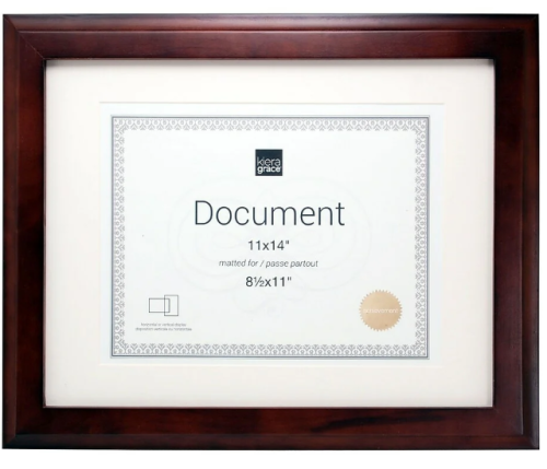 kieragrace Oxford Wood Document Frame, 11" x 14", Matted to 8.5" x 11", Espresso, 8 Pack