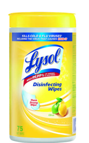 Lysol Disinfectant Wipe - For Multipurpose - Wipe - Citrus Scent - 8.50" (215.90 mm) Length x 4.25" (107.95 mm) Width - Pre-moistened, Disposable, Deodorize, Strong, Disinfectant, Bleach-free, Antibacterial, Anti-static - White - 75 - 75 / Pack