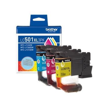High yield ink cartridges: 3-Pack of cyan, magenta, and yellow cartridges